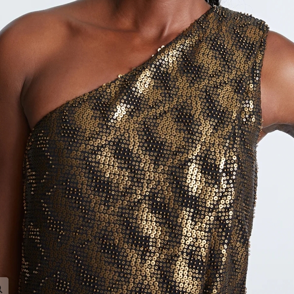 Halston Heritage black& gold dress with elegant Patterns.Ideal for special event - Picture 4 of 14
